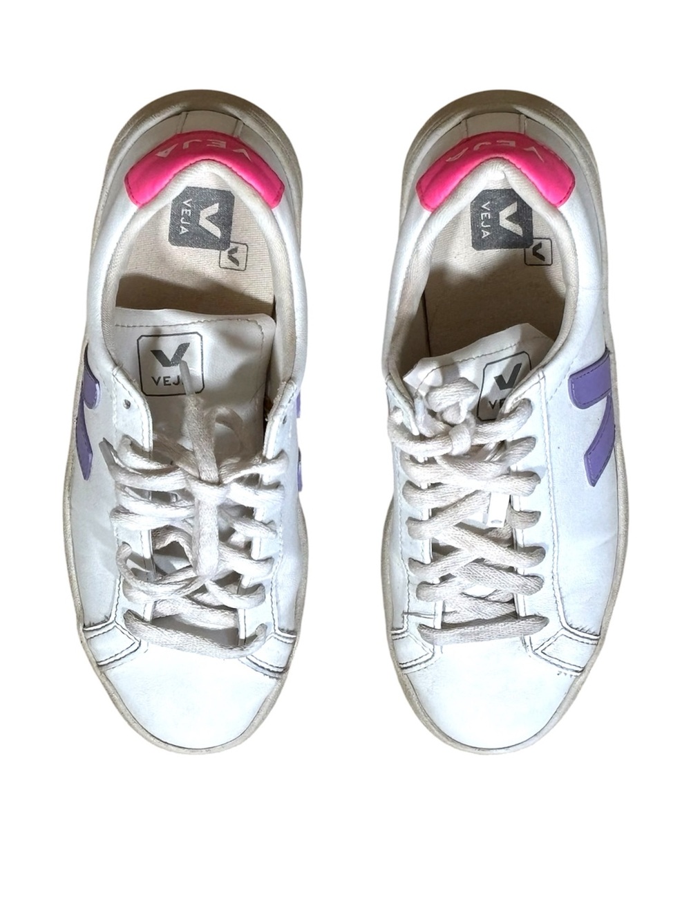 Women’s Veja Urca Low Top White CWL Lavender Pink Faux Leather Sneakers Size 7